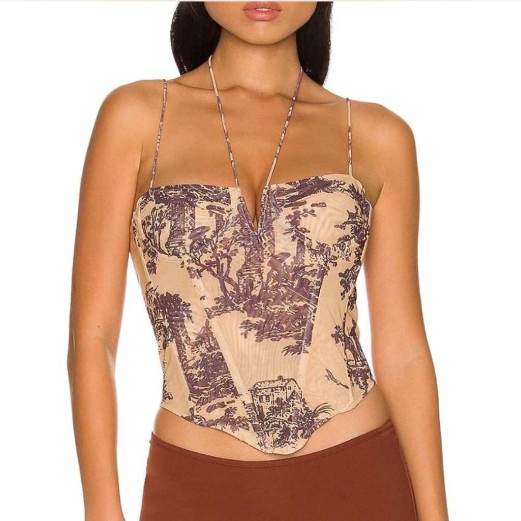 Nwt Miaou Aphex Corset In Gold Toile (3x)